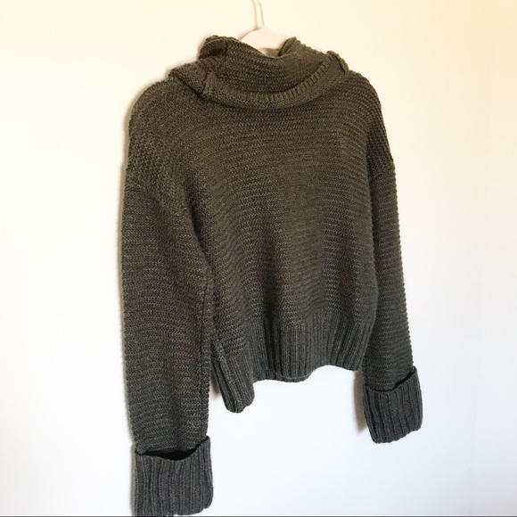 Reunited Clothing - Dark Green Crop Cowl Sweater - Picture 6 of 6